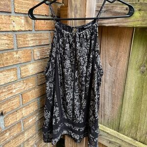 Lucky Brand Black and White Floral Halter Top